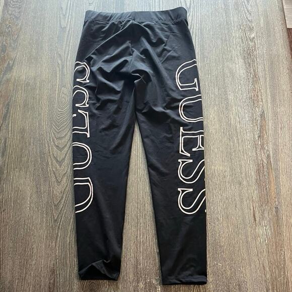 NWOT Guess Crop Leggings High Rise Elastic Waist Pull-On Logo Print Black Size M - Picture 7 of 10